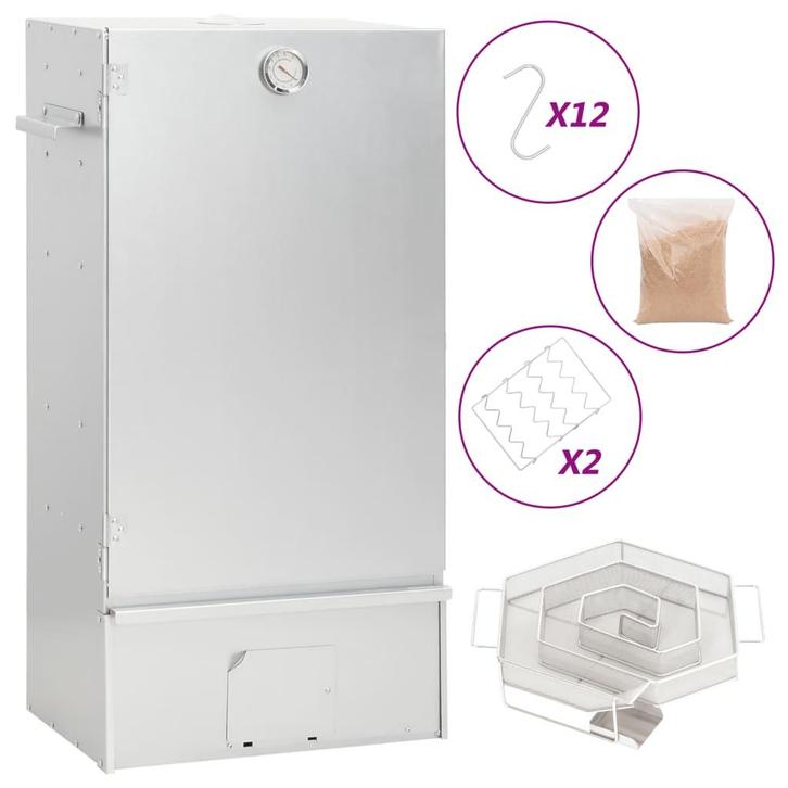 vidaXL BBQ-rookoven met koude rookgenerator gegalvaniseerd, Tuin en Terras, Houtskoolbarbecues, Nieuw, Verzenden