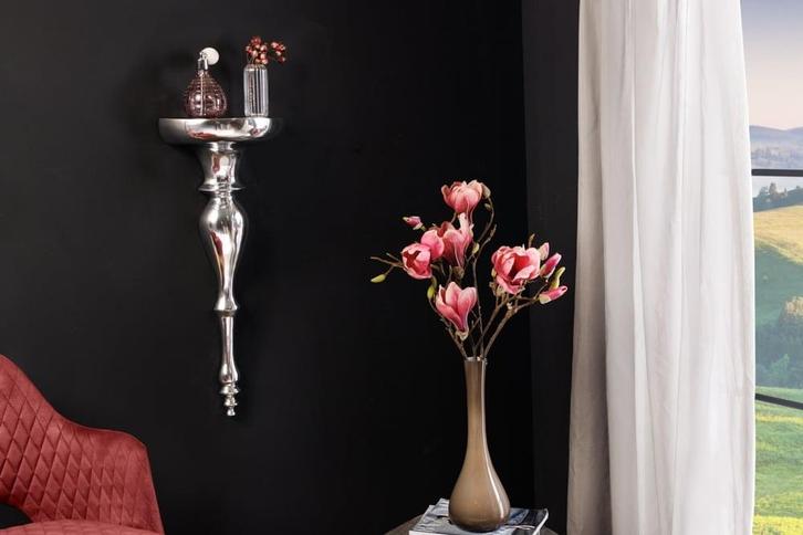 Barokke wandconsole SCALA 60cm zilver aluminium wandplank -, Huis en Inrichting, Tafels | Sidetables, Ophalen of Verzenden