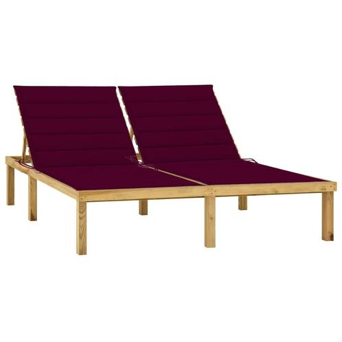 vidaXL Ligbed tweepersoons wijnrode kussens geïmpregneerd, Tuin en Terras, Ligbedden, Nieuw, Verzenden