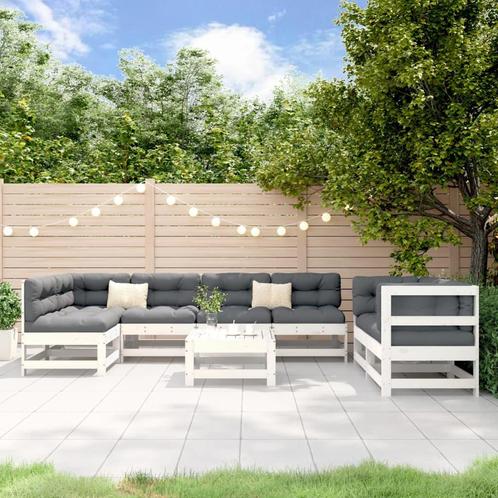 vidaXL 8-delige Loungeset massief grenenhout wit, Tuin en Terras, Tuinsets en Loungesets, Loungeset, Nieuw, 8 zitplaatsen, Verzenden