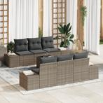 vidaXL 7-delige tuinset met kussens - Grijs Poly Rattan, Verzenden, Nieuw, Rotan, Tuinset