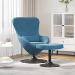 vidaXL Egg Chair met Voetsteun Blauw 63 x 73 x 90 cm Fluweel, Huis en Inrichting, Fauteuils, Verzenden, Nieuw