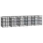 vidaXL Hondenkennel met dak 18,43 m² staal, Dieren en Toebehoren, Verzenden, Nieuw