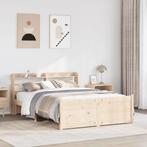 vidaXL Bedframe met hoofdbord massief grenenhout 120x190 cm, Bruin, Verzenden, Nieuw, 190 cm of minder