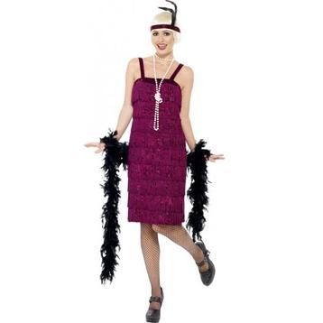 Charleston/jaren 20 donkerrood jurkje verkleedkleding voor..