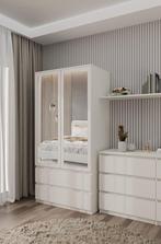 kledingkast  creme met spiegel 90 cm Creme (Kledingkasten), Huis en Inrichting, Verzenden, Nieuw, 50 tot 100 cm, 150 tot 200 cm