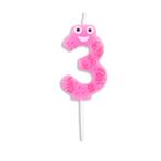 Kaars 3 Jaar Meisje 4,9cm, Verzenden, Nieuw
