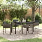 vidaXL 5-delige Tuinset met Kussens van Grijs Poly Rattan, Verzenden, Nieuw, Rotan, Tuinset