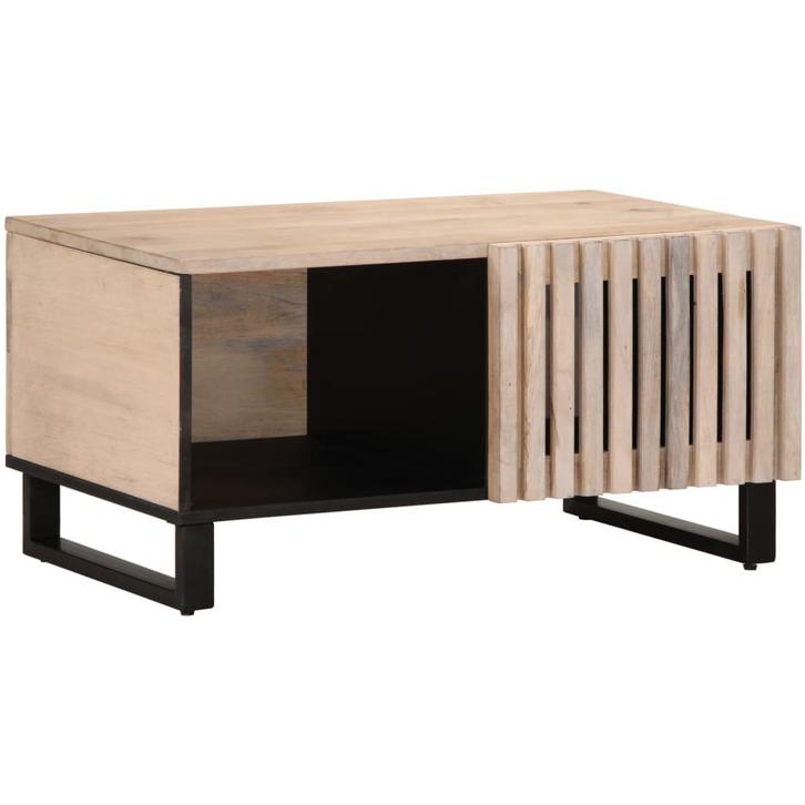 vidaXL Salontafel 80x51x40 cm massief mangohout wit, Huis en Inrichting, Tafels | Salontafels, 50 tot 100 cm, Nieuw, Overige houtsoorten
