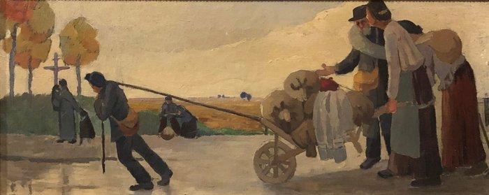 École Bretonne (c. 1900) - La brouette, Antiek en Kunst, Kunst | Schilderijen | Klassiek