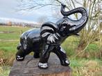 Beeld, olifant in zwarte kleur - 32 cm - gesteente, Antiek en Kunst