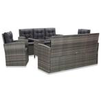 vidaXL 5-delige Tuinset met kussens poly rattan grijs, 5 zitplaatsen, Nieuw, Tuinset, Verzenden