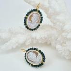 Zilver - Oorbellen - Cammei met de hand uitgesneden, Antiek en Kunst