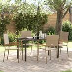 vidaXL Tuin Eetset 5 pcs Beige Poly riet, Tuin en Terras, Verzenden, Nieuw, Rotan