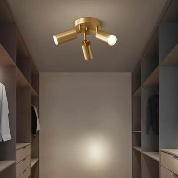 Moderne Plafondspots Lamp met Verstelbare Spots – Goud – E27 beschikbaar voor biedingen