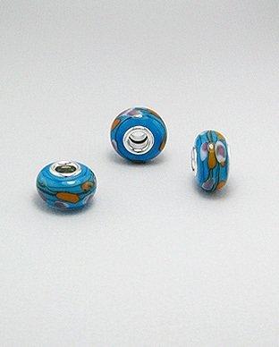 Zilveren glas bead - deco blauw bewerkt, Sieraden, Tassen en Uiterlijk, Bedels, Verzenden