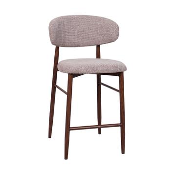 *WOONWINKEL* Barkruk Met Rugleuning Walnoot Beige beschikbaar voor biedingen