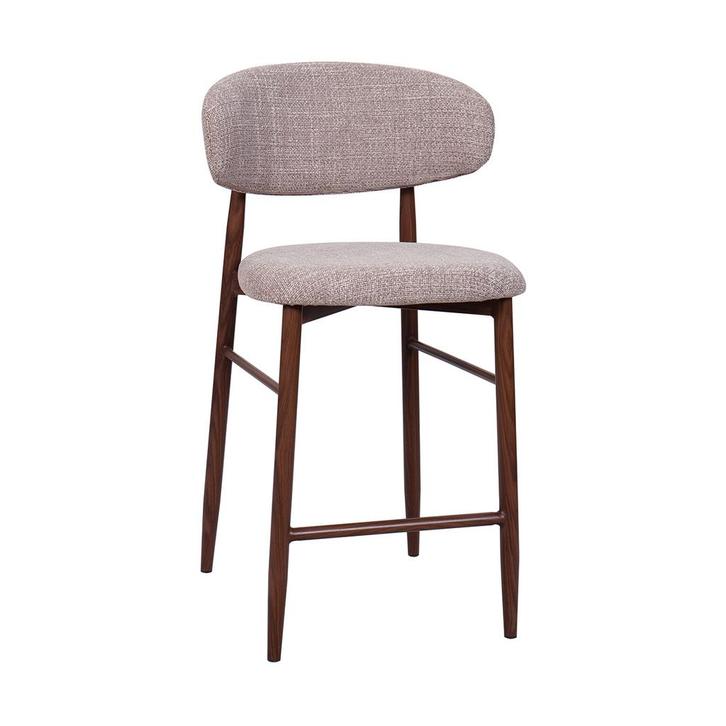*WOONWINKEL* Barkruk Met Rugleuning Walnoot Beige, Huis en Inrichting, Barkrukken, Nieuw, Verzenden
