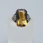 Zilver, Art Deco, Bruin/gele Toermalijn(Getest) - Ring -