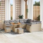 vidaXL 12-delige tuinbank set met kussens in beige poly, Tuin en Terras, Verzenden, Nieuw, Rotan