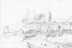Casimir Maystre (1918-2008) - Dessin original au fusain, Vue