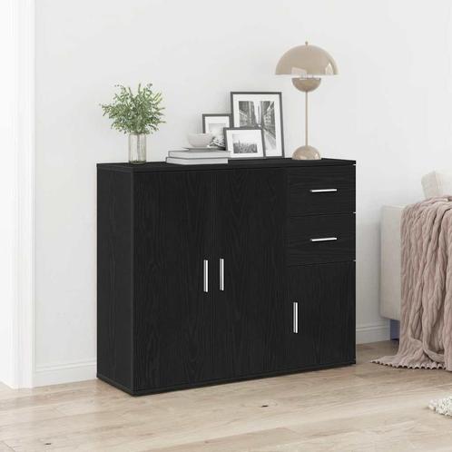 vidaXL Dressoir 91x29,5x75 cm spaanplaat zwart eikenkleurig, Huis en Inrichting, Kasten | Dressoirs, 25 tot 50 cm, Nieuw, 50 tot 100 cm