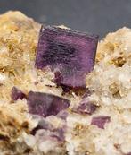 Fluoriet Kristal op matrix - Hoogte: 45 mm - Breedte: 65 mm-, Verzamelen