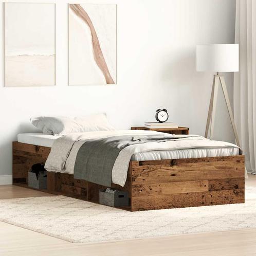vidaXL Bedframe zonder matras 75x190 cm spaanplaat oud hout, Huis en Inrichting, Slaapkamer | Bedden, Bruin, Nieuw, Hout, Eenpersoons