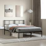 vidaXL Bedframe met hoofdbord metaal zwart 120x200 cm, Verzenden, Zwart, Nieuw, Twijfelaar