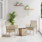 vidaXL Tuin Bistro Set 3 pcs Beige Poly riet, Verzenden, Nieuw, Rotan