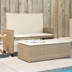vidaXL Tuinbank met kussens en voetenbank poly rattan beige, Tuin en Terras, Verzenden, Nieuw, Rotan