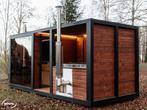 Buitensauna thermowood incl. hottub hout prefab geleverd, Nieuw, Fins of Traditioneel, Complete sauna