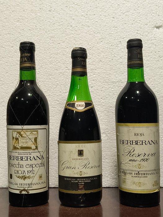1952, 1960, 1970 Bodegas Berberana - Rioja Gran Reserva,, Verzamelen, Wijnen