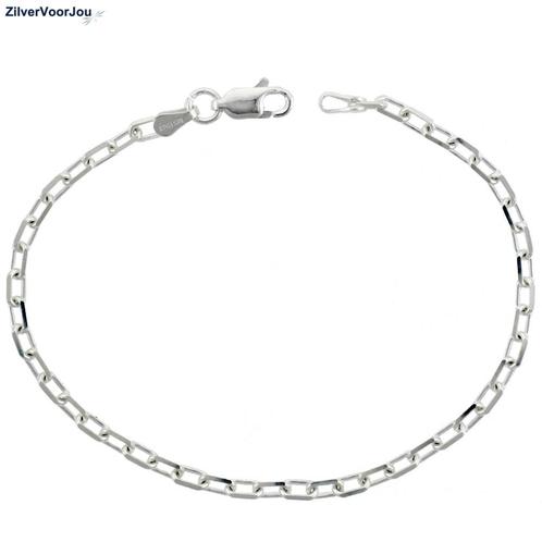 Zilveren boston enkelketting  24 cm, Sieraden, Tassen en Uiterlijk, Enkelbandjes en Enkelkettinkjes, Nieuw, Zilver, Verzenden