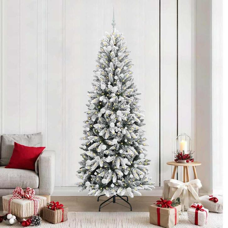 vidaXL Kunstkerstboom Wit 210 cm PVC en Plastic en Staal en, Diversen, Kerst, Nieuw, Verzenden