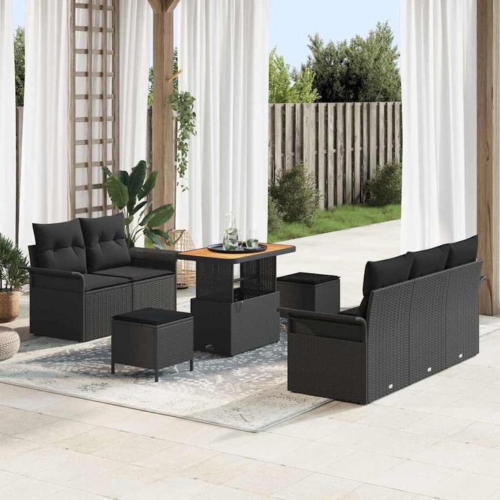 vidaXL Tuin Sofa Set met kussen met opslag met kussen 8 pcs, Tuin en Terras, Tuinsets en Loungesets, Nieuw, Rotan, Verzenden