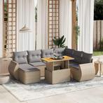 vidaXL 8-delige Loungeset met kussens poly rattan beige, Tuin en Terras, Tuinsets en Loungesets, Verzenden, Nieuw, Rotan, Loungeset