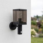 LED Wand Lantaarn vierkant E27 | Smoked glas | met sensor, Ophalen of Verzenden, Nieuw, Modern