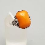 Zilver, Art Deco, Butterscotch Amber - Ring