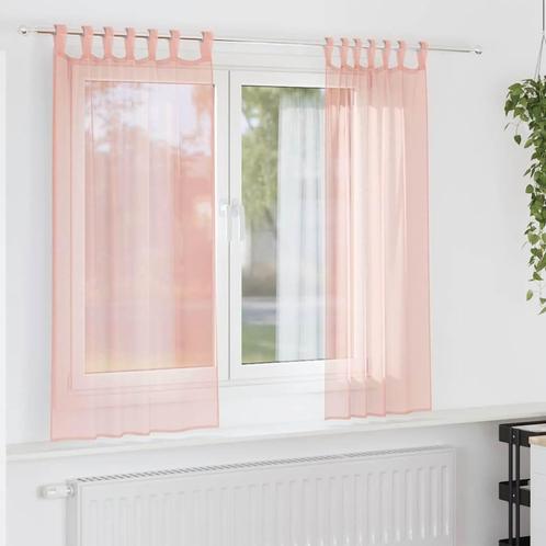 vidaXL Gordijnen voile met roedezakken 2 st roze, Huis en Inrichting, Stoffering | Gordijnen en Lamellen, Nieuw, Verzenden