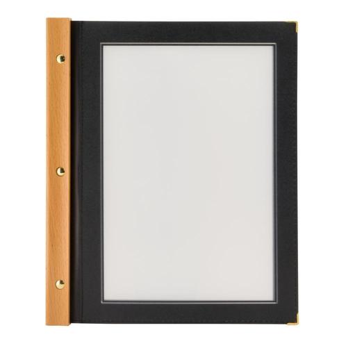 Menukaartmap | Wood | A4 | Zwart | Incl. 2 insteekhoezen, Zakelijke goederen, Horeca | Keukenapparatuur, Nieuw in verpakking, Verzenden