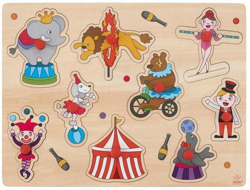 Houten Knopjes Puzzel Circus | Engelhart - Puzzels, Kinderen en Baby's, Speelgoed | Houten speelgoed, Nieuw, Verzenden