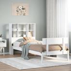 vidaXL Bed met boekenkast zonder matras grenenhout wit, 90 cm, Eenpersoons, Verzenden, Wit