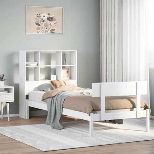 vidaXL Bed met boekenkast zonder matras grenenhout wit, Huis en Inrichting, Slaapkamer | Bedden, 90 cm, 190 cm of minder, Wit