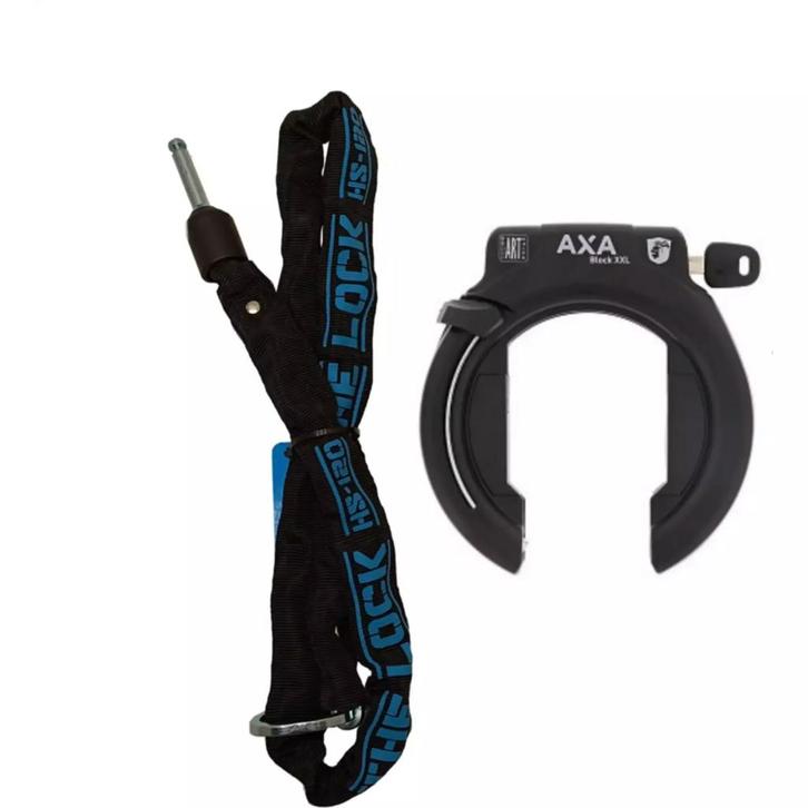 AXA Fietsslot Combinatie - Frame- en Insteekketting - 120..., Fietsen en Brommers, Fietsaccessoires | Overige Fietsaccessoires