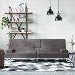 vidaXL Slaapbank met bekerhouders kunstleer grijs, Verzenden, Nieuw, Leer, 200 tot 250 cm