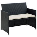 vidaXL Tuinbank 2-zits met kussens poly rattan zwart, Tuin en Terras, Tuinsets en Loungesets, Verzenden, Nieuw, Rotan
