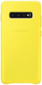 Samsung Lederen Cover - voor Samsung Galaxy S10 Plus - Geel, Telecommunicatie, Nieuw, Ophalen of Verzenden
