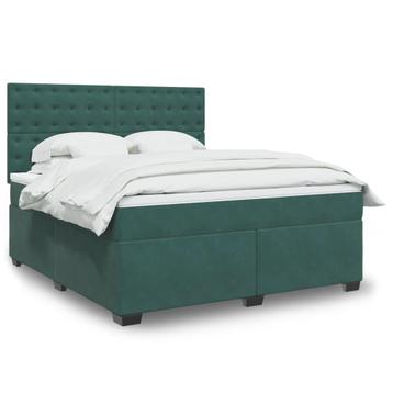 vidaXL Boxspring met matras fluweel donkergroen 180x200 cm beschikbaar voor biedingen
