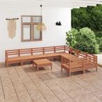 vidaXL 10-delige Loungeset massief grenenhout honingbruin, Verzenden, Nieuw, Loungeset